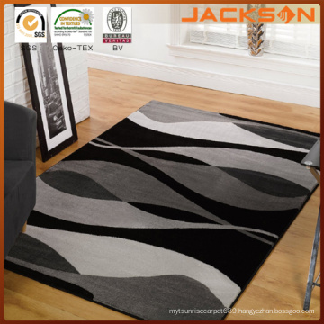 Brand New Contemporary Black Modern Wavy Circles Area Rug 5′x8′